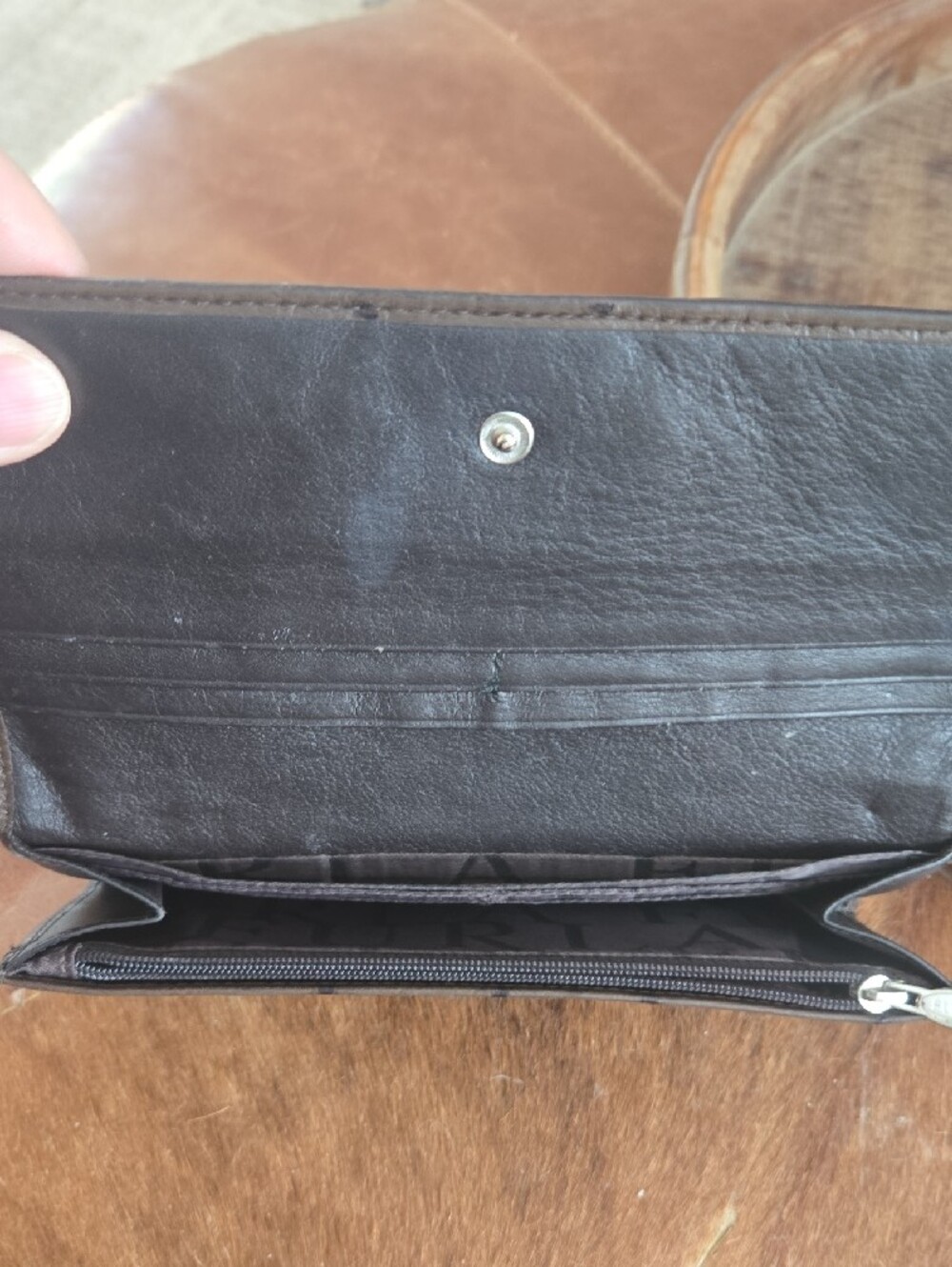 Furla Dark Brown Ostrich Leather Wallet - Picture 5 of 9